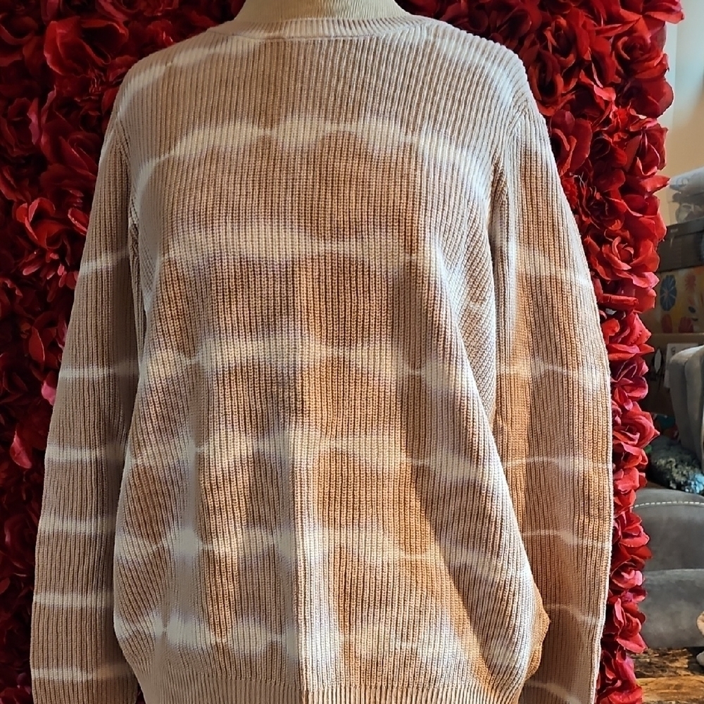INC Women's Size XL Beige Tie-Dye Sweater